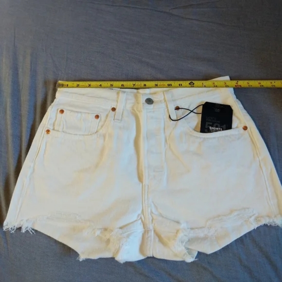 Levi's 501 Jean Denim Cutoff Shorts White - Picture 11 of 15